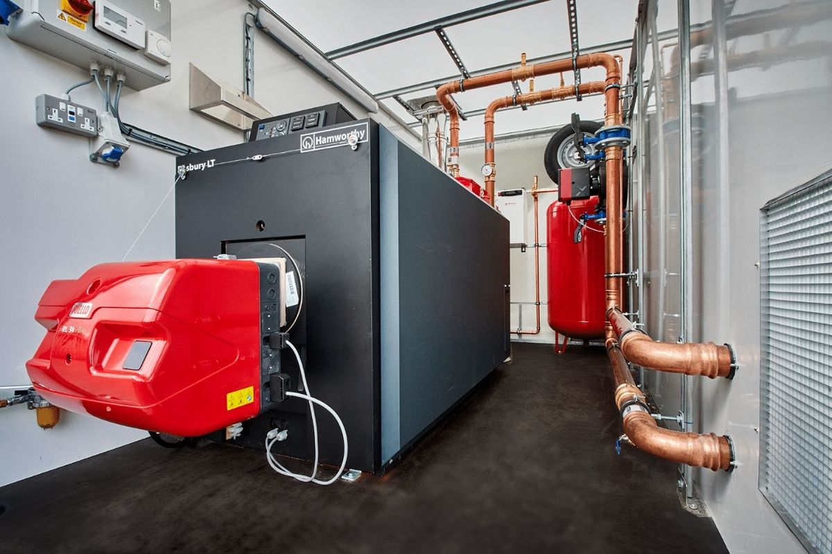 CRS engineer connecting a packaged chiller