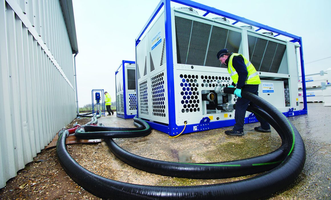 CRS engineers commissioning a packaged chiller