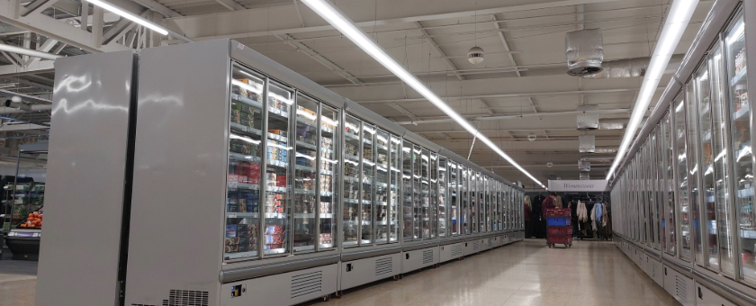 chillers and freezers in reburbed supermarket